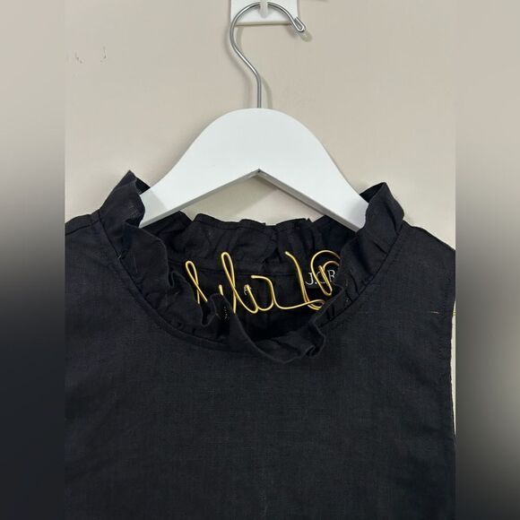 NWT J. Crew Fleur Top Linen in Black - Picture 4 of 9